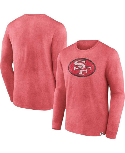 Men's Scarlet Distressed San Francisco 49ers Washed Primary Long Sleeve T-shirt