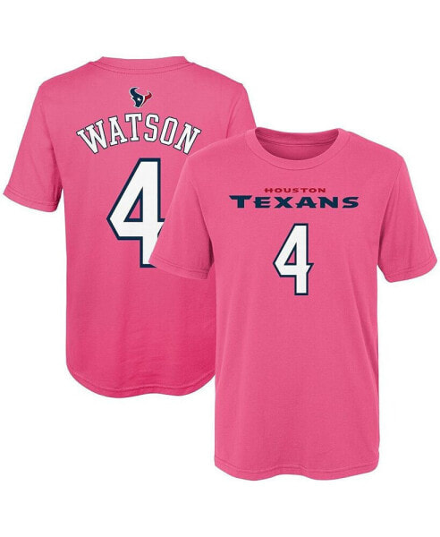 Preschool Girls Deshaun Watson Pink Houston Texans Player Mainliner Name and Number T-shirt