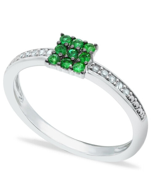 Emerald (1/5 ct. t.w.) and Diamond (1/20 ct. t.w.) Stackable Ring in Sterling Silver