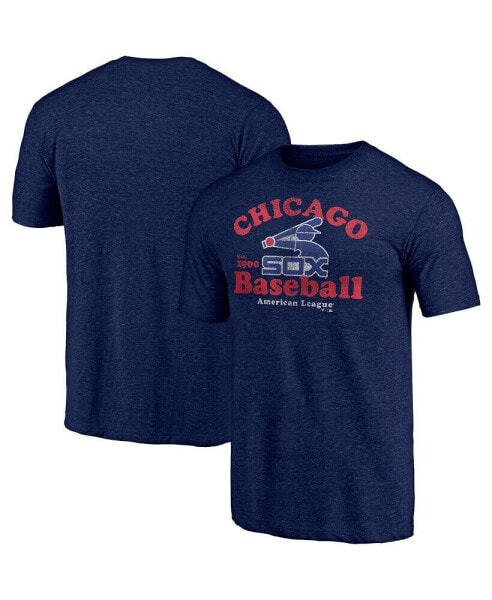 Men's Heathered Navy Chicago White Sox Cooperstown Collection True Classics Tri-Blend T-shirt