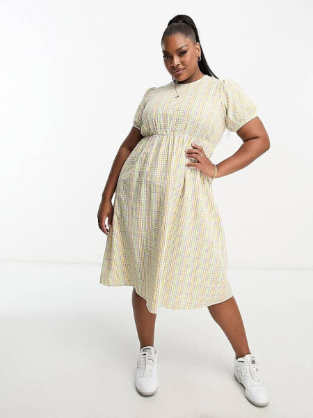 Simply Be smock midi dress in multi-colour check