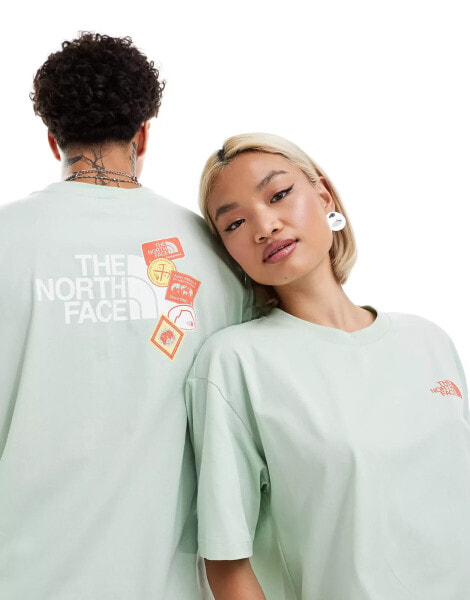 The North Face Expedition Stickers backprint oversized t-shirt in light green exclusive to ASOS