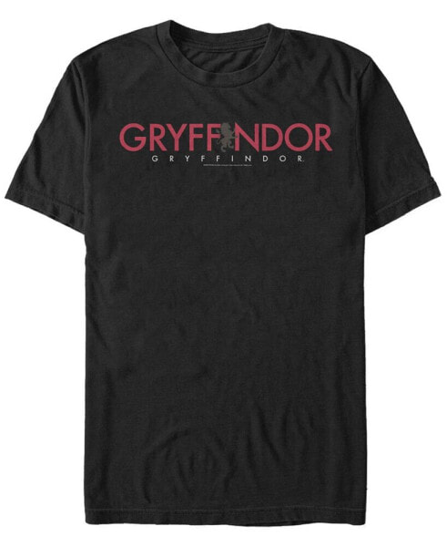 Harry Potter Men's Hogwarts Gryffindor Text Logo Short Sleeve T-Shirt