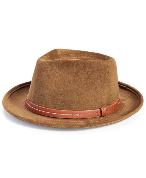 Men's Faux-Suede Belted Fedora