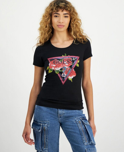 Women's Roses Triangle Crewneck Short-Sleeve T-Shirt