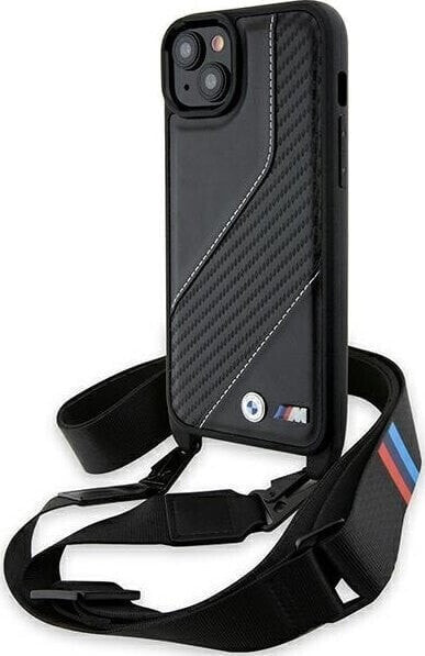 BMW BMW BMHCP15S23PSCCK iPhone 15 / 14 / 13 czarny/black hardcase M Edition Carbon Stripe & Strap