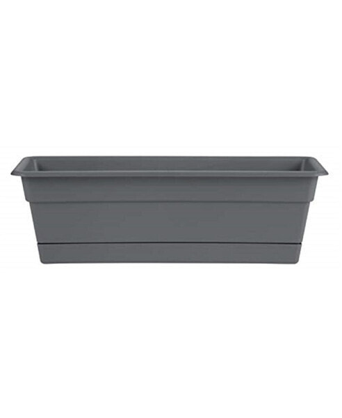 DCBT24-908 Dura Cotta Window Box Planter w/ Tray 24, Charcoal Gray