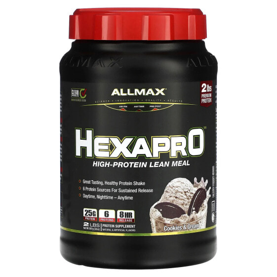 ALLMAX, HEXAPRO, постная еда с высоким содержанием белка, печенье и сливки, 907 г (2 фунта)