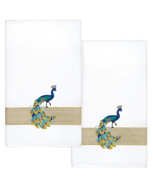 Textiles Turkish Cotton Penelope Embellished Hand Towel Set, 2 Piece