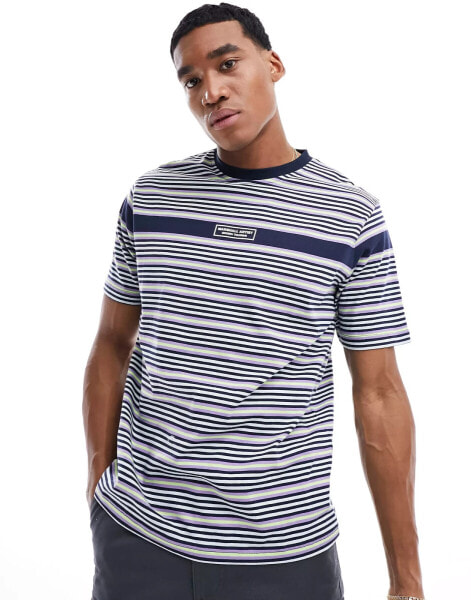 Marshall Artist stripe short sleeve t-shire in navy