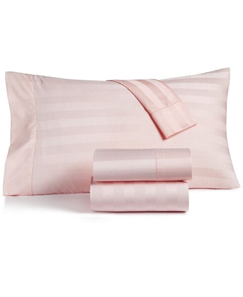 1.5" Stripe 550 Thread Count 100% Cotton 3-Pc. Sheet Set, Twin, Created for Macy's