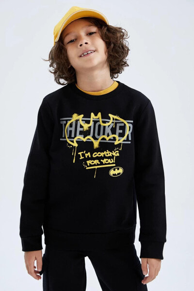 Свитшот толстый DeFacto Erkek Çocuk Regular Fit Kalın Sweatshirt Batman Lisanslı Bisiklet Yaka