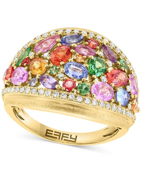 EFFY® Multi-Gemstone (3-1/6 ct. t.w.) & Diamond (1/4 ct. t.w.) Mixed Cut Cluster Ring in 14k Gold