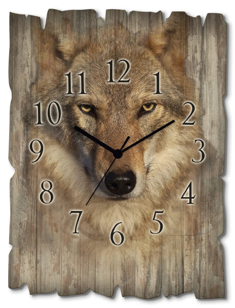 Wanduhr Holz Wolf