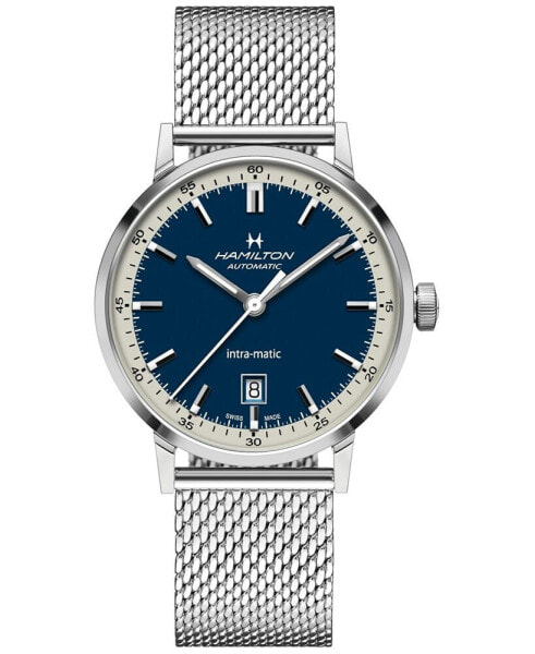 Men's Swiss Intra-Matic Stainless Steel Mesh Bracelet Watch 40mm