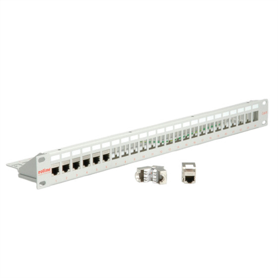 ROLINE Keystone 19'' Module frame Cat.5/Cat.6/Cat.6a - 24 Ports - shielded light grey