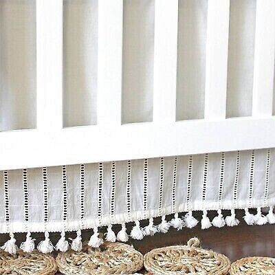 Crane Baby Cotton Tassel Boho Crib Skirt - Off-White
