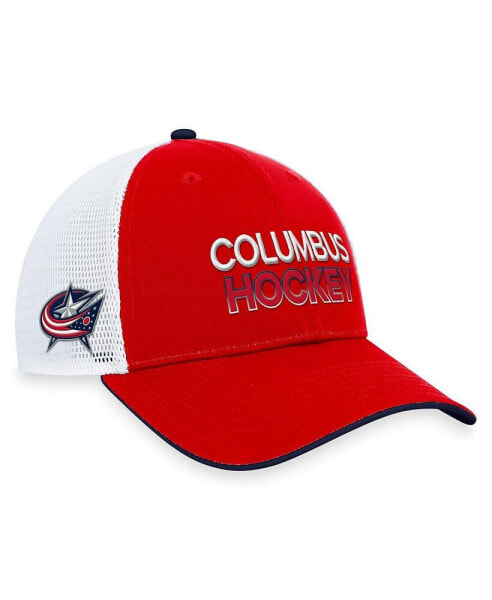 Men's Red Columbus Blue Jackets Authentic Pro Rink Trucker Adjustable Hat