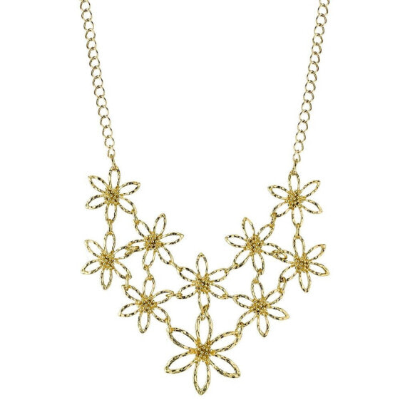 Gold-Tone Flower Bib Necklace 16" Adjustable