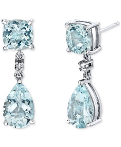 Aquamarine (4-1/10 ct. t.w. ) & Diamond Accent Drop Earrings in Sterling Silver