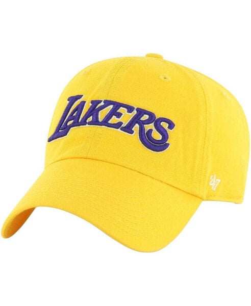 Men's Gold Los Angeles Lakers Core Wordmark Clean Up Adjustable Hat