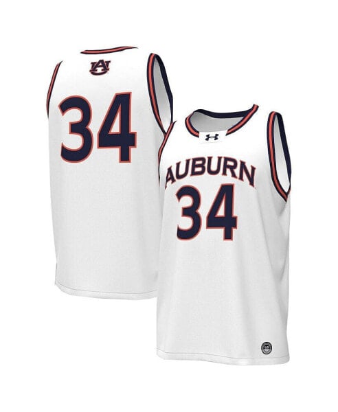 Men's #34 White Auburn Tigers Replica Basketball Jersey