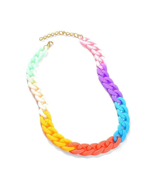 Women's Multicolor Colorblock Chainlink Necklace