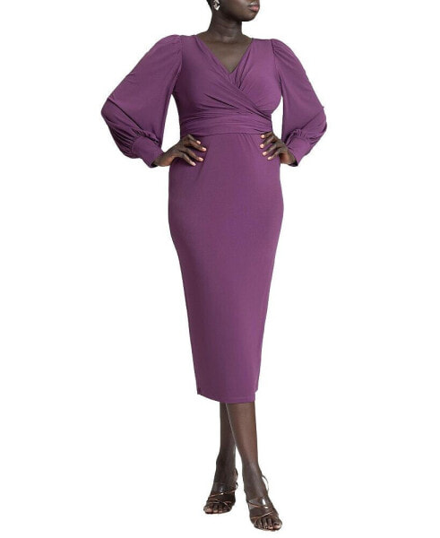 Plus Size Cross Front Midi Dress