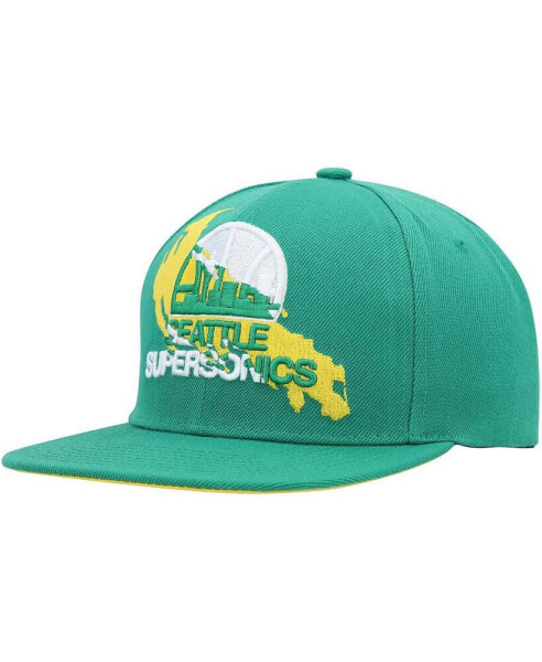 Men's Green Seattle SuperSonics Hardwood Classics Paint By Numbers Snapback Hat