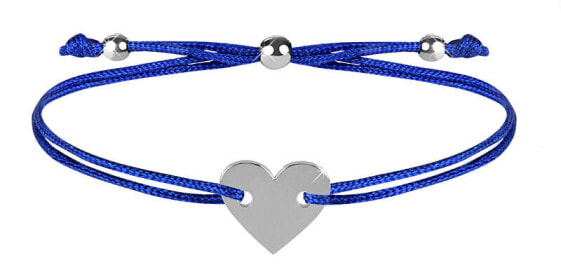 Corded bracelet with heart blue / steel