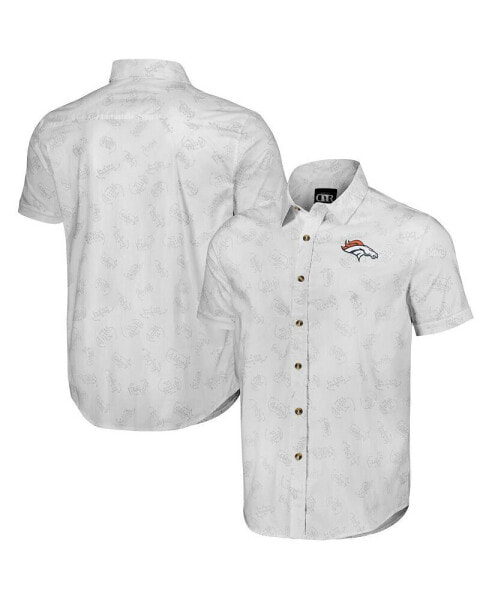 Men's NFL x Darius Rucker Collection by White Denver Broncos Woven Short Sleeve Button Up Shirt