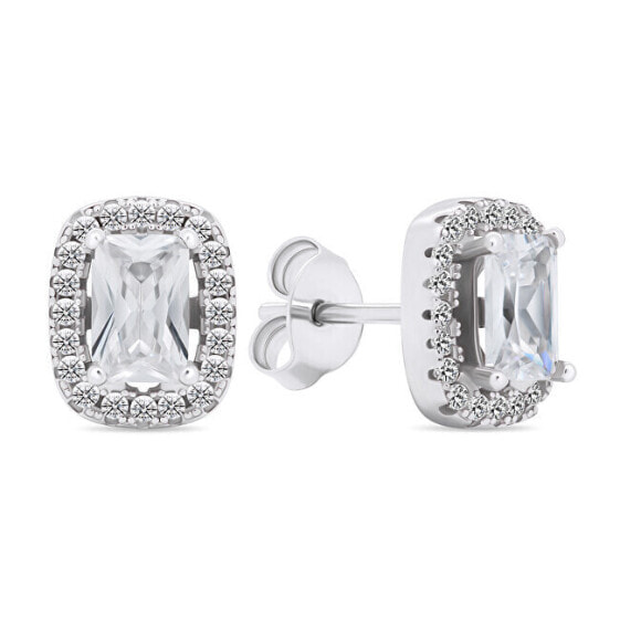 Sparkling silver earrings with zircons EA578W