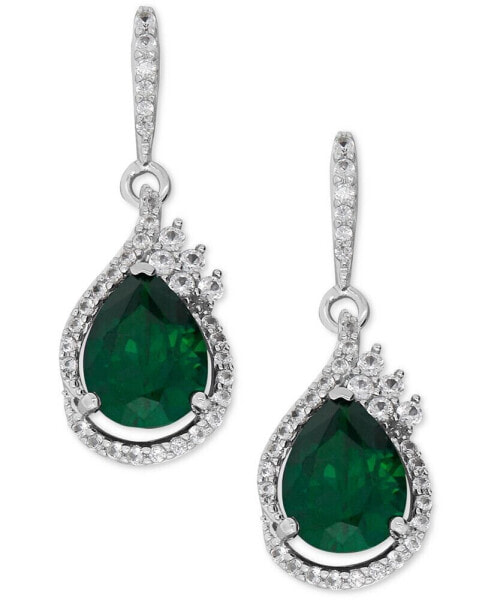 Lab-Grown Emerald (2-3/4 ct. t.w.) and White Sapphire (1/2 ct. t.w.) Drop Earrings in Sterling Silver