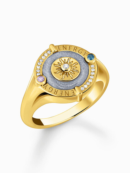 Thomas Sabo TR2449-974-1-54 Gold-plated signet ring w. sun symbol and small stones