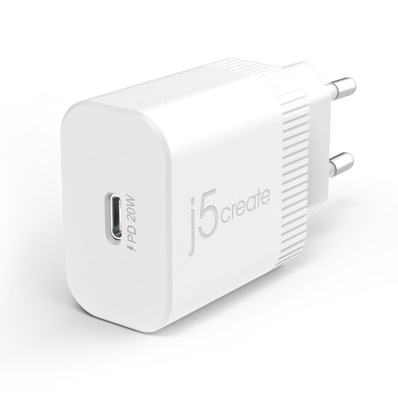 j5create JUP1420 20W PD USB-C® Wall Charger - Indoor - AC - 12 V - 3 A - White