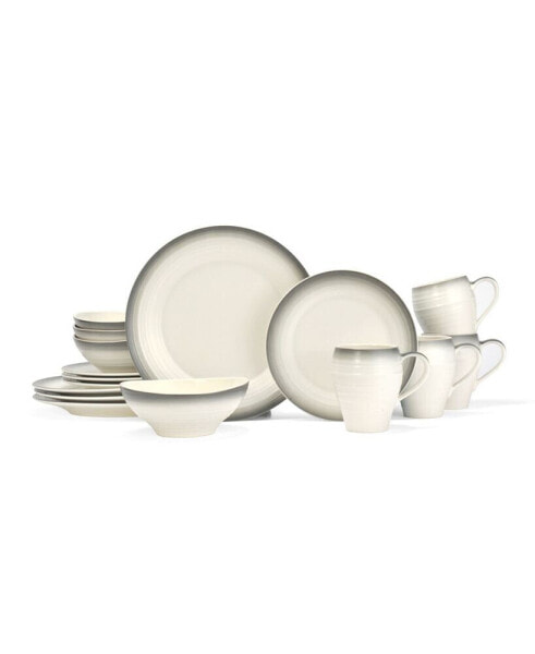 Swirl Graphite 16 Piece Dinnerware Set, Service for 4