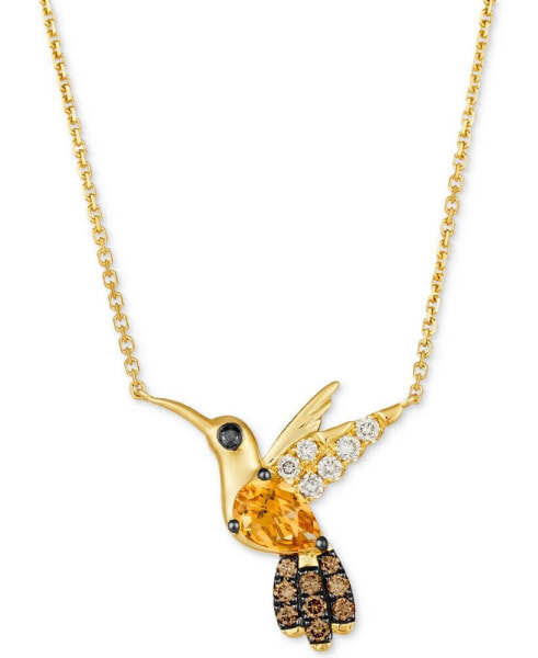 Le Vian cinnamon Citrine (1/2 ct. t.w.), Nude Diamonds (1/8 ct. t.w.), Chocolate Diamonds (1/6 ct. t.w.) & Blackberry Diamonds (1/6 ct. t.w.) Hummingbird Necklace in 14k Yellow Gold, 18" + 2" extender