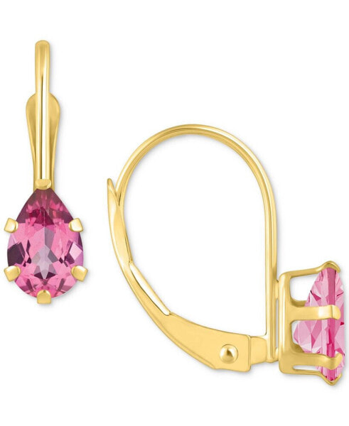 Pink Topaz Pear-Cut Solitaire Leverback Earrings (1 ct. t.w.) in 10k Gold