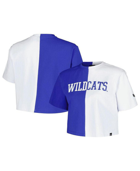 Women's Royal, White Kentucky Wildcats Color Block Brandy Cropped T-shirt