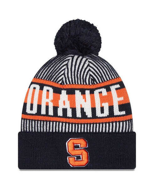 Men's Navy Syracuse Orange Logo Striped Cuff Knit Hat with Pom
