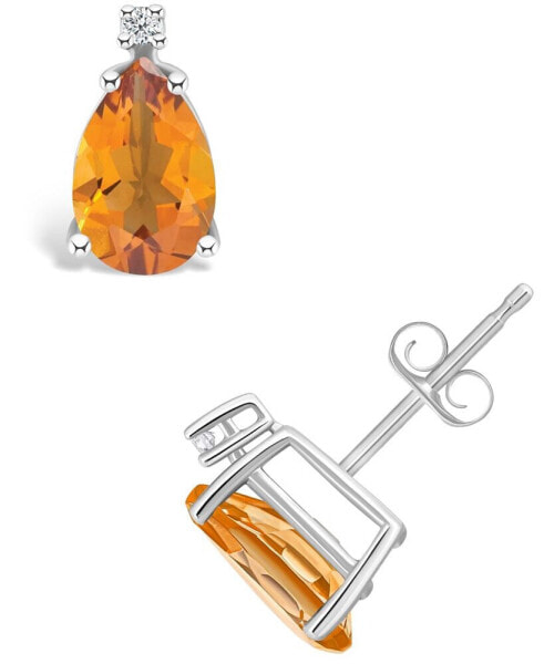 Citrine (1-7/8 ct. t.w.) and Diamond Accent Stud Earrings in 14K Yellow Gold or 14K White Gold