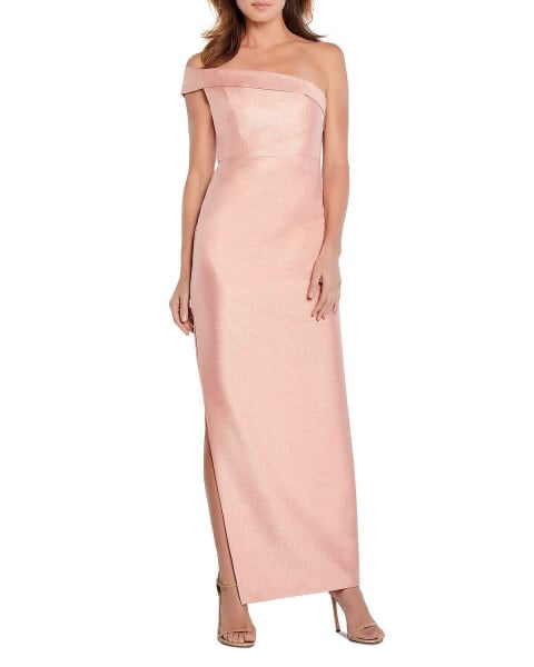 Платье Aidan Mattox Jacqueline One-Shoulder Column Champagne Rose 6