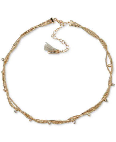 lonna & lilly gold-Tone Pavé Twisted Collar Necklace, 16" + 3" extender