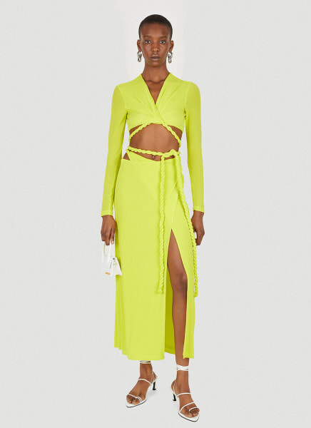 DION LEE 289256 Women's Rope Wrap Skirt in Acid Yellow Size US 8