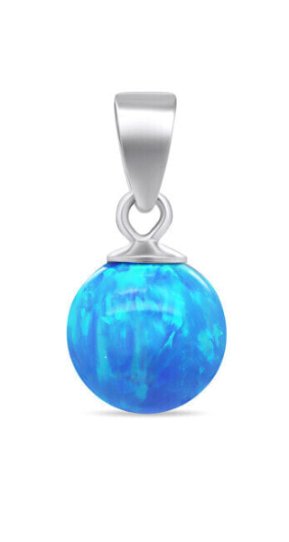Modern silver pendant with light blue synthetic opal PT110WLB