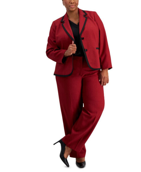 Классический костюм Le Suit в мелкую клетку с двубортным пиджаком и брюками прямого кроя