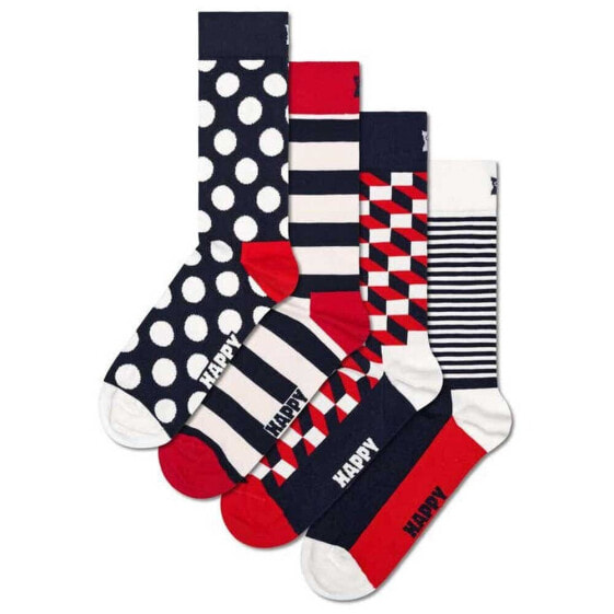 HAPPY SOCKS Classic Navys Gift Set Half long socks 4 pairs