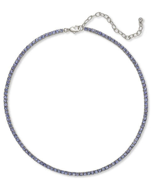 3mm Crystal Station All-Around Tennis Necklace, 15" + 3" extender, Created for Macy's