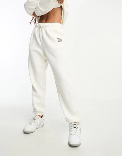 Polo Ralph Lauren flag logo joggers in cream CO-ORD