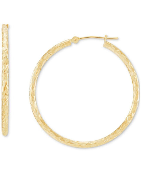 Diamond-Cut Hoop Earrings in 14k Gold, 1 1/3 inch